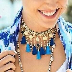 Lilly Pulitzer Seaside Tassel Bib 
Statement Necklace Capri Teal
$88‎ New